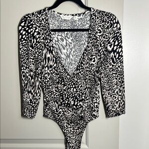 Miss Selfridge Animal Print Bodysuit, size 6